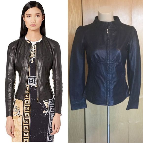 Emporio Armani Jackets & Blazers - Emporio Armani Zip-Front Pleated Leather Jacket